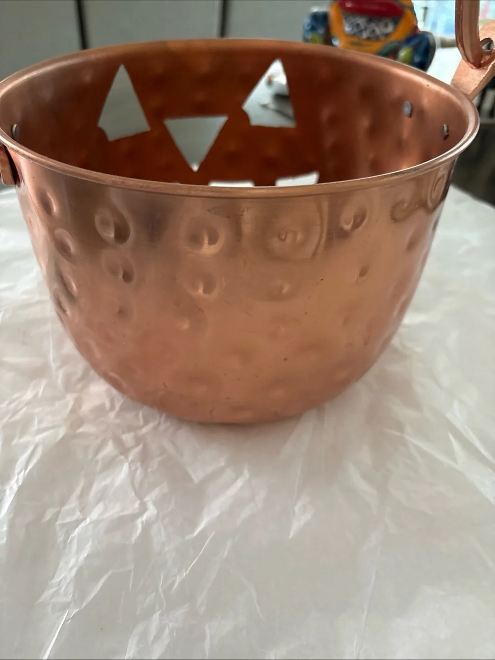 Copper Halloween Jack-O'-Lantern Candy Bucket